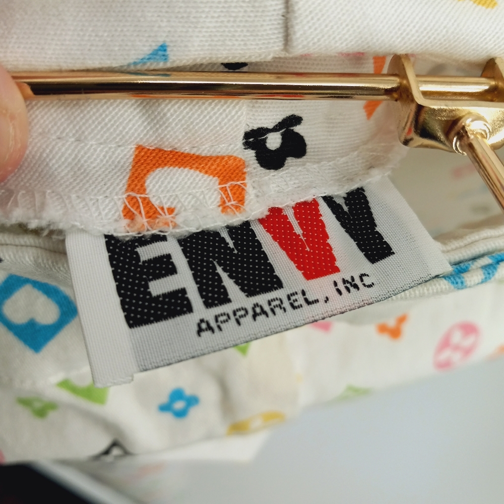 ENVY Vintage Y2k Capri Pants Size 8 White Bootleg Designer Style Geometric Print - Picture 8 of 10